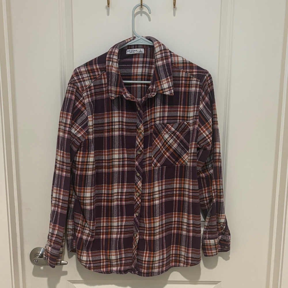 Arizona Jean Company Plaid Shirt - Purple and Orange